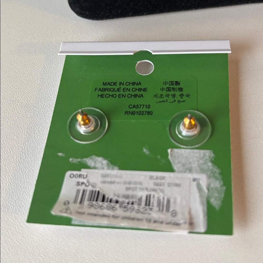 kate spade gold and black spade circle stud earrings NWT - Picture 2 of 3